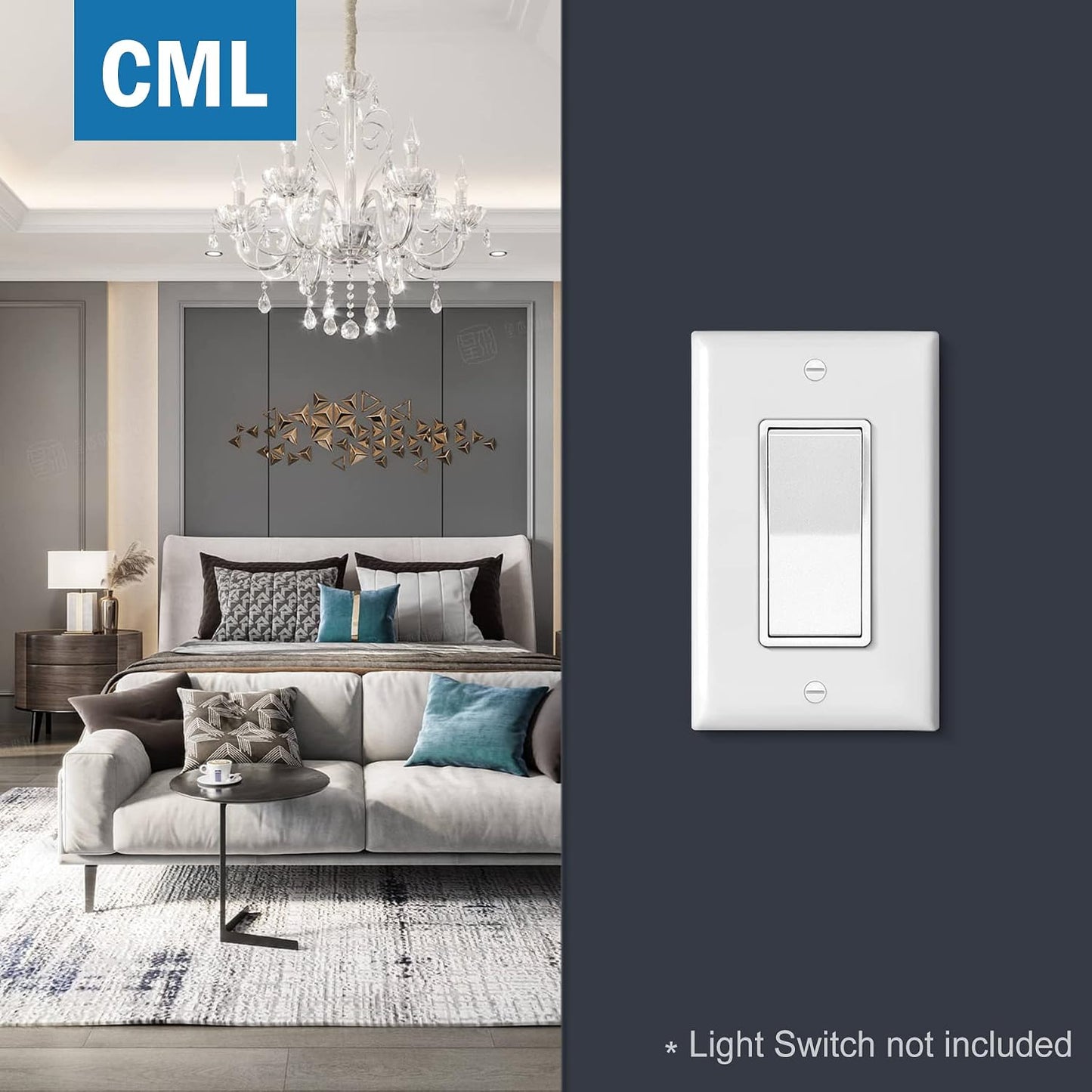 CML Mid-Size Decorator Wall Plates, 40 Pack Electrical Outlet Receptacle Covers, 1-Gang Switch Plates, Midway Size