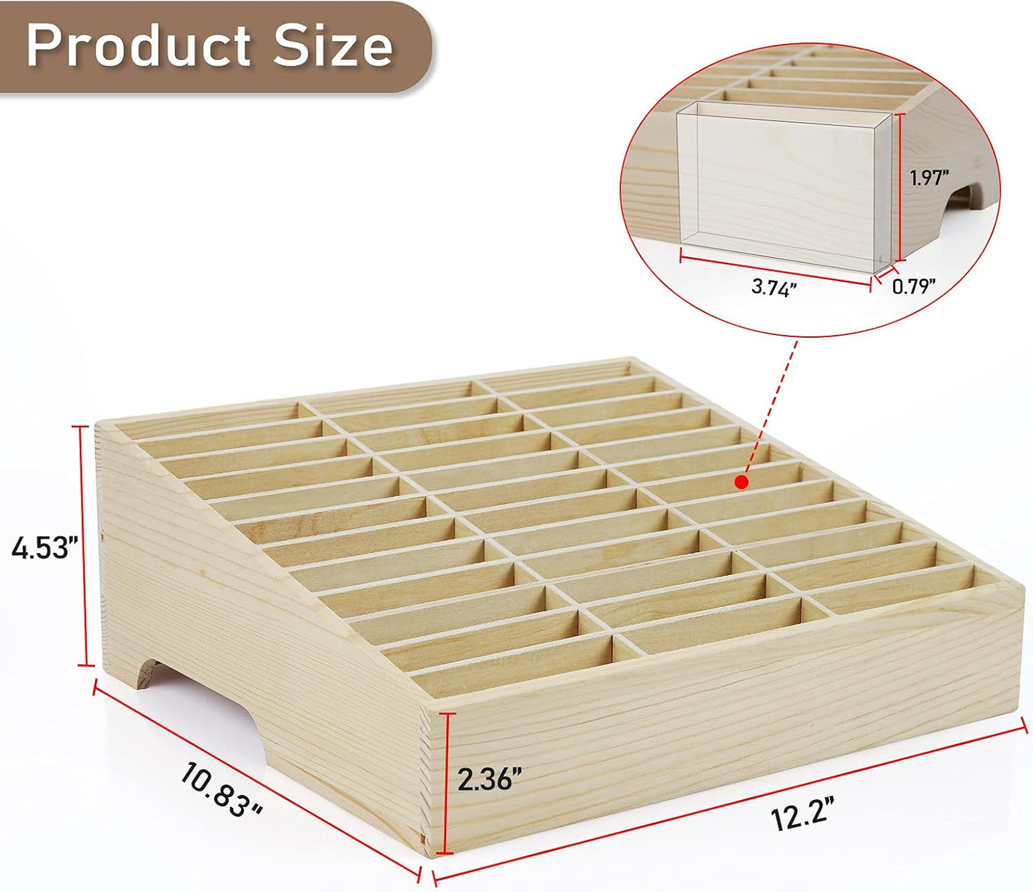 36-Grid Wooden Cell Phone Holder Desktop Organizer | Storage Box, Cell Phone Rack Display, Phone Caddy Storage for