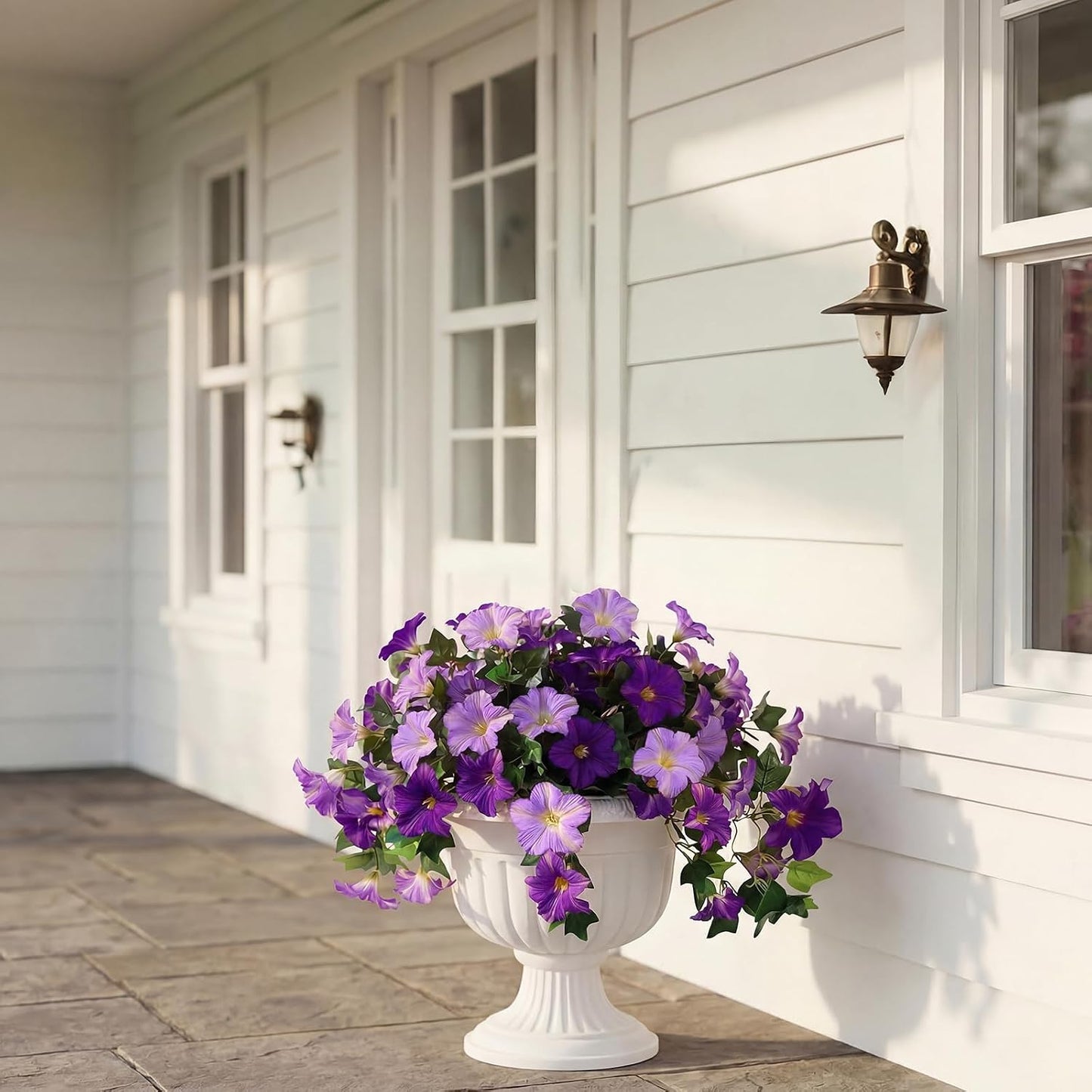 Artificial Hanging Flowers / Purple White / Only / Set of 3
