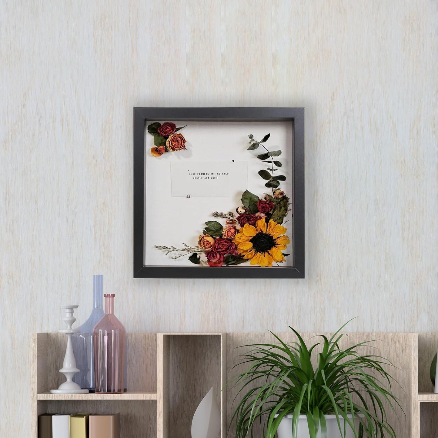Elegant Deep Wood Shadow Box Frames - Set of 3 Black 10x10 Inch Display Cases with Real Glass and Linen Backboard