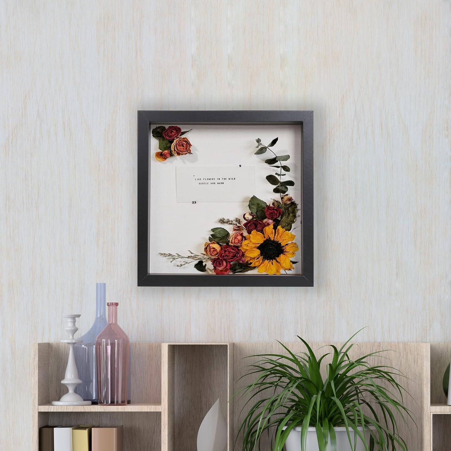 Elegant Deep Wood Shadow Box Frames - Set of 3 Black 10x10 Inch Display Cases with Real Glass and Linen Backboard