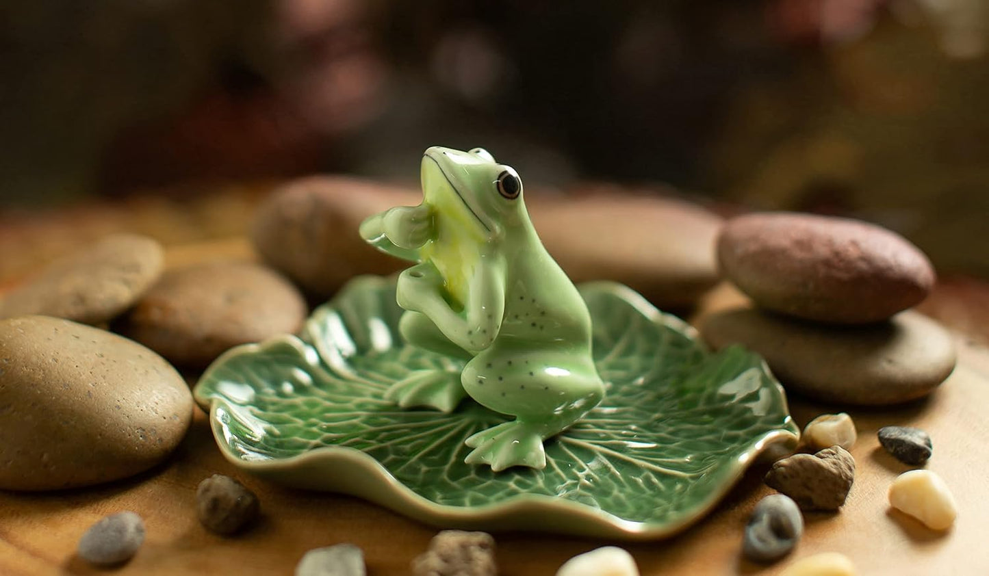 Handmade Ceramic Porcelain Decorative Plate Dish Catchall Miniature / Lotus Leaf Gn 4 / Green