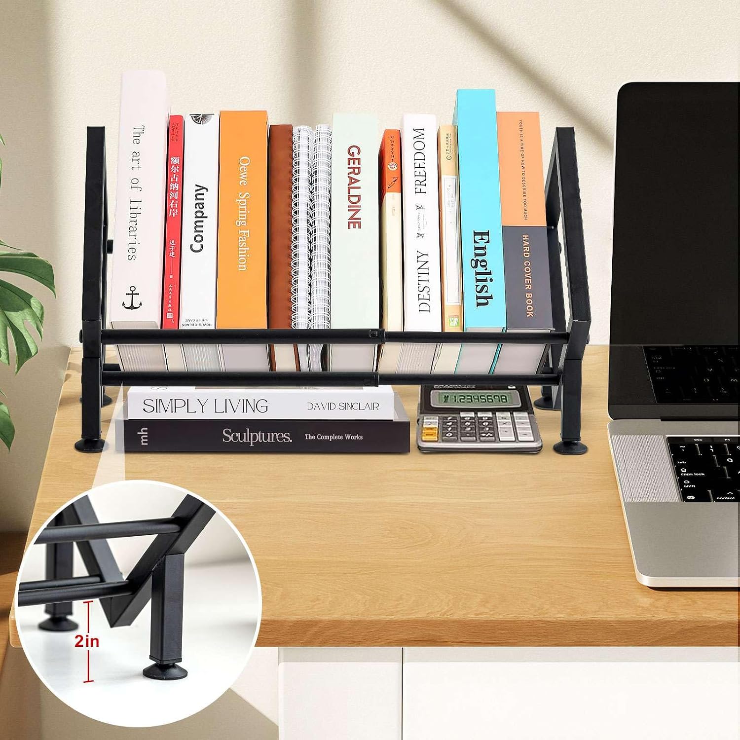 Adjustable Desktop Bookshelf for Desk Book Organizer, Tilting Tabletop Bookshelf in Office Home/Bedroom, Vinyl Record