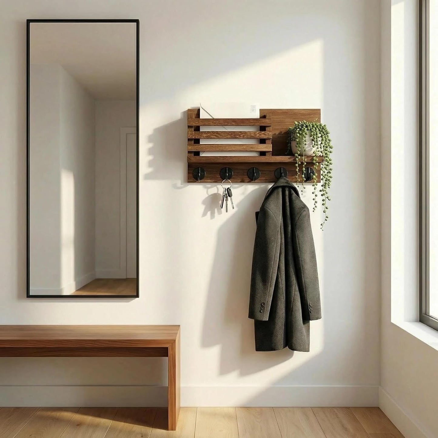 5 Metal Key Hooks / Brown / 11.8 x 6.7