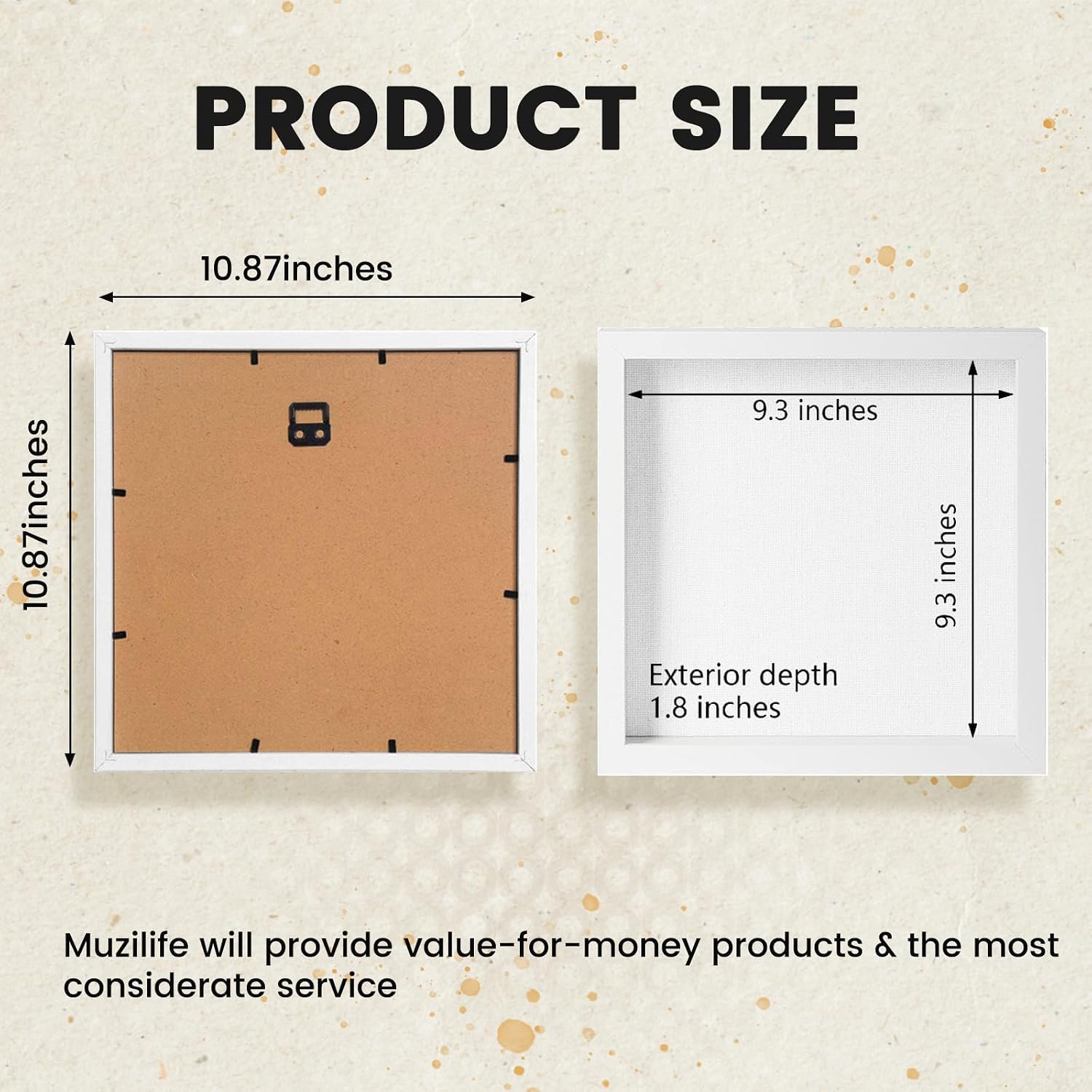 QDSSDECO 10" x 10" Shadow Box Display Case, Linen Back, 3 Pack White | Deep interior, real glass front, wall or