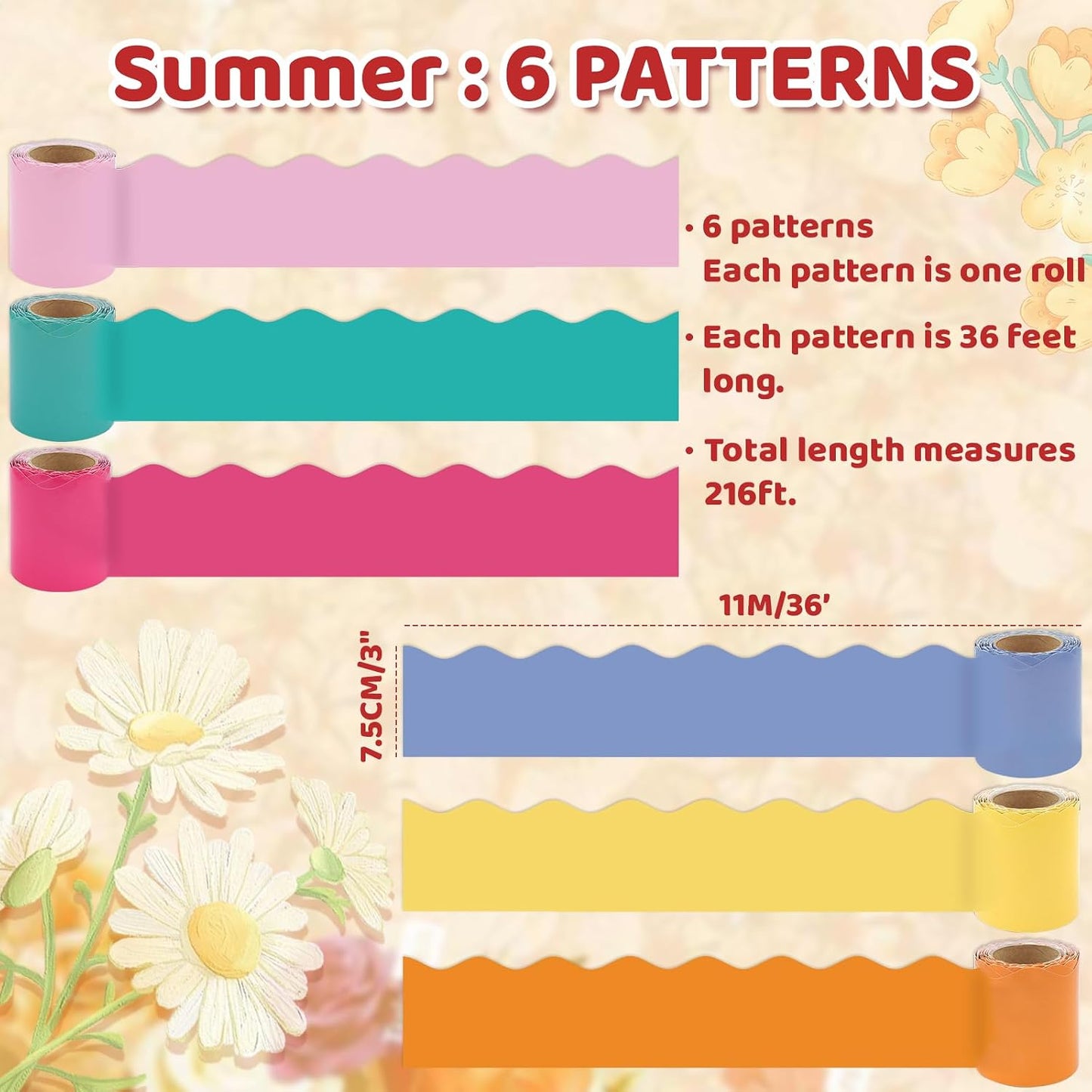 Classroom Must Haves Scalloped Border Trims / Summer / 216 Inch