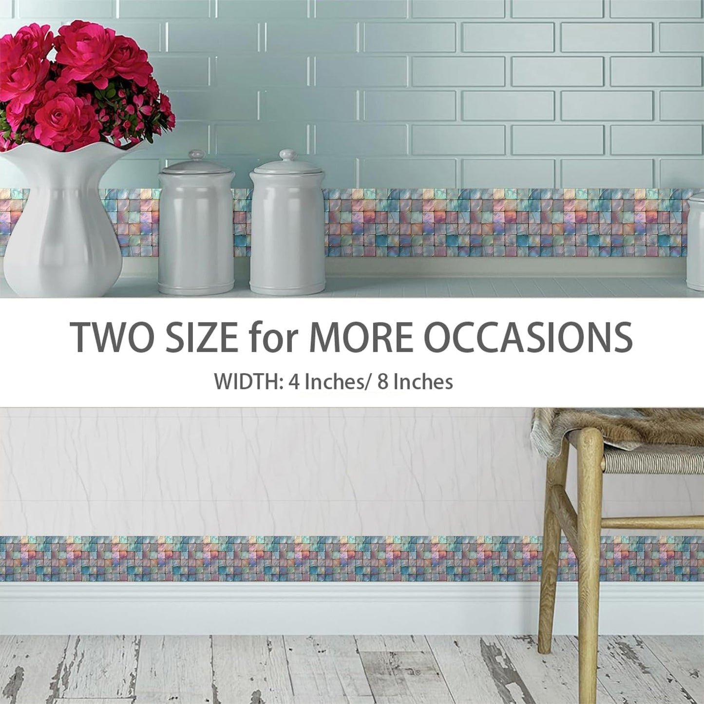 Shell Square Geometric Wallpaper Border Peel and Stick Wall Border Self / Colorful / 393 x 4