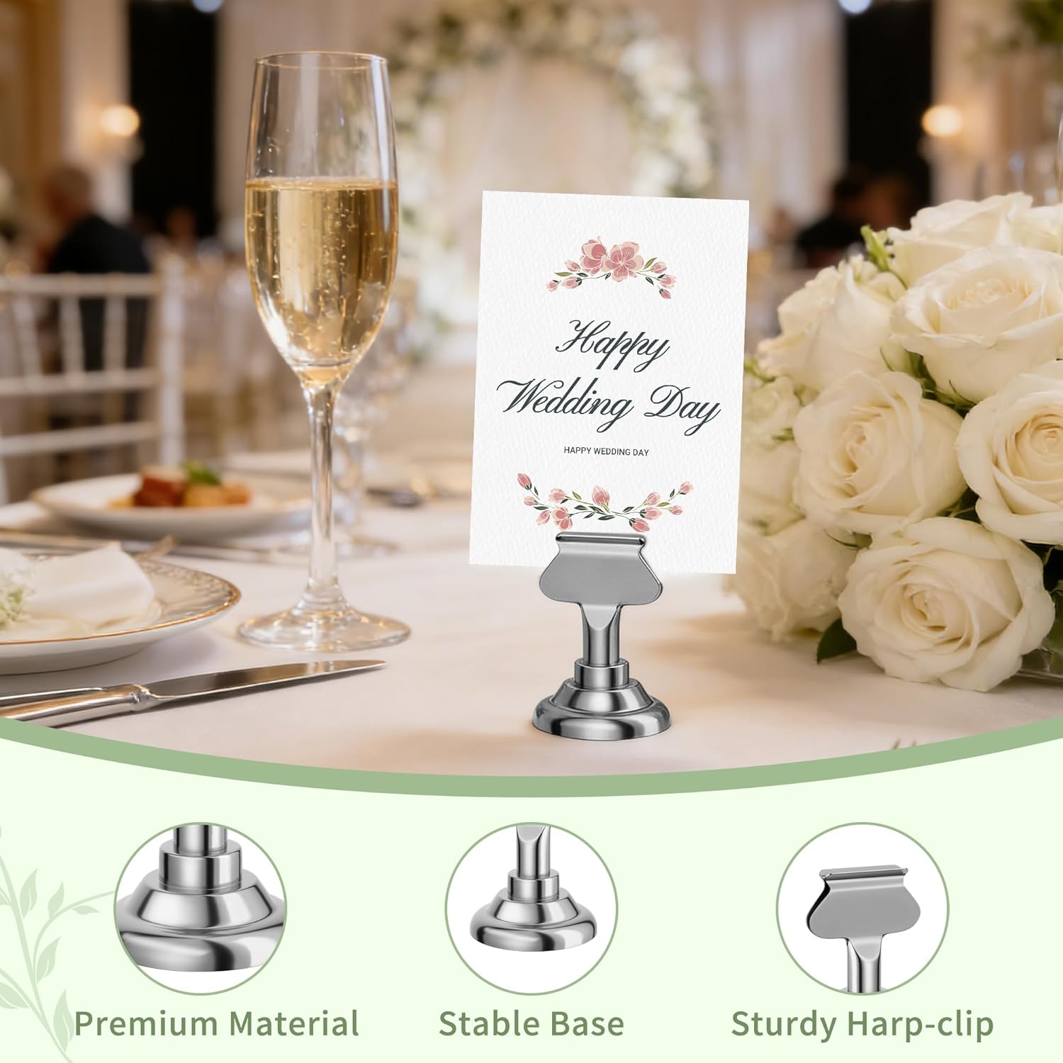 Urban Deco 24 Pieces Table Card Holder Place Card Holders 1.7 inches Gold Steel Card Holders for Photos, Food Signs