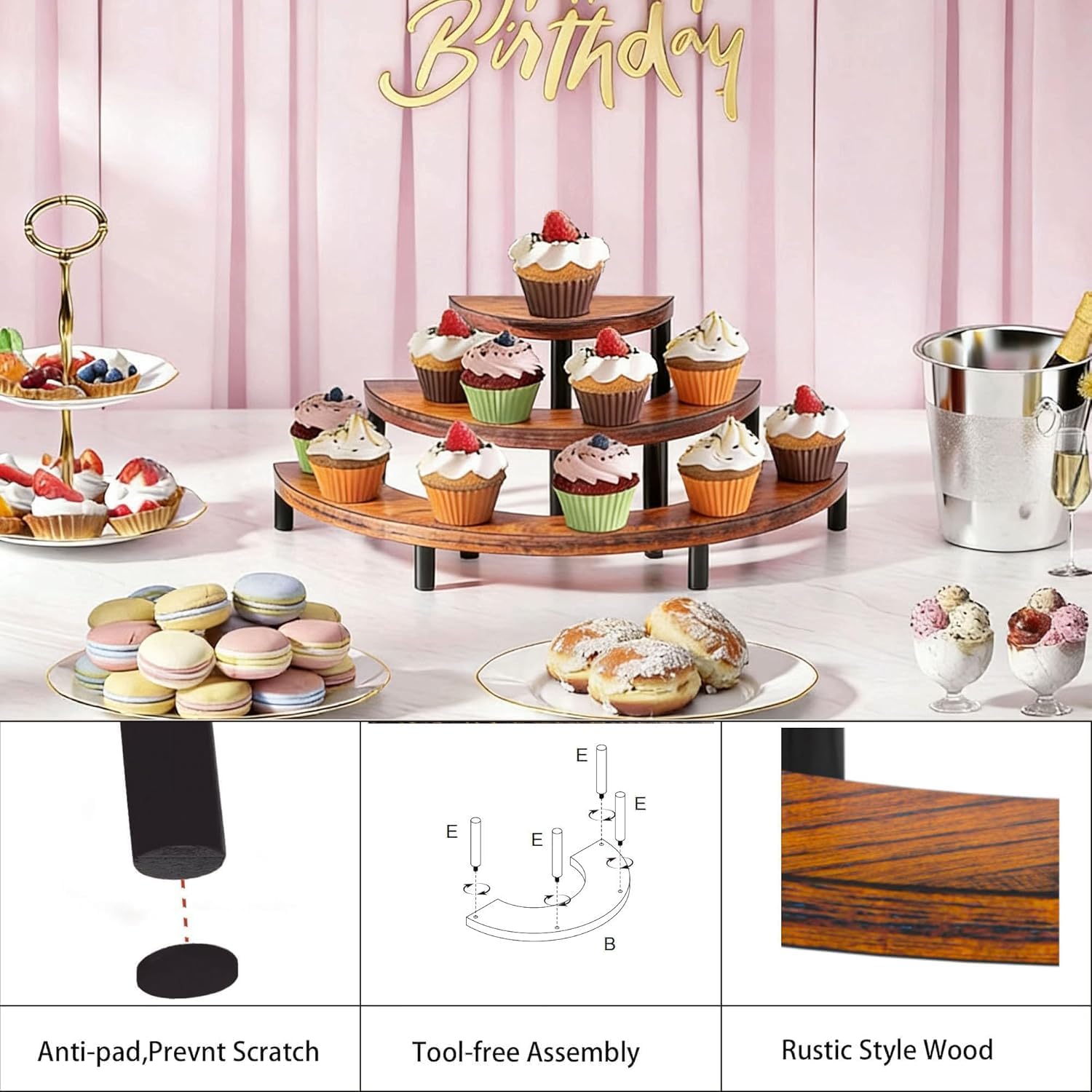 Rustic Cupcake Stand / Brown / Set of 2