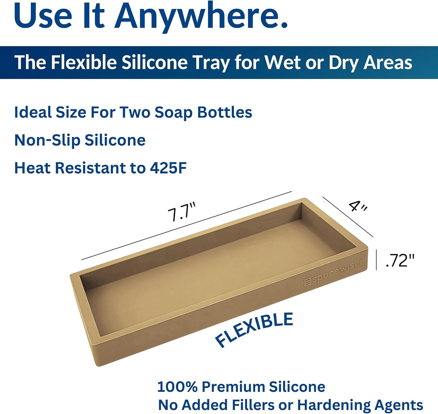 Flexible Bathroom Trays / Latte Tan / Small 7.7