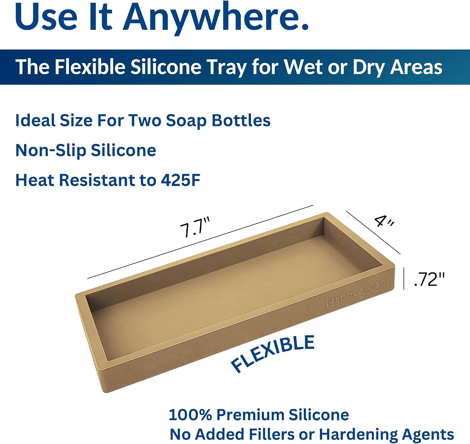 Flexible Bathroom Trays / Latte Tan / Small 7.7