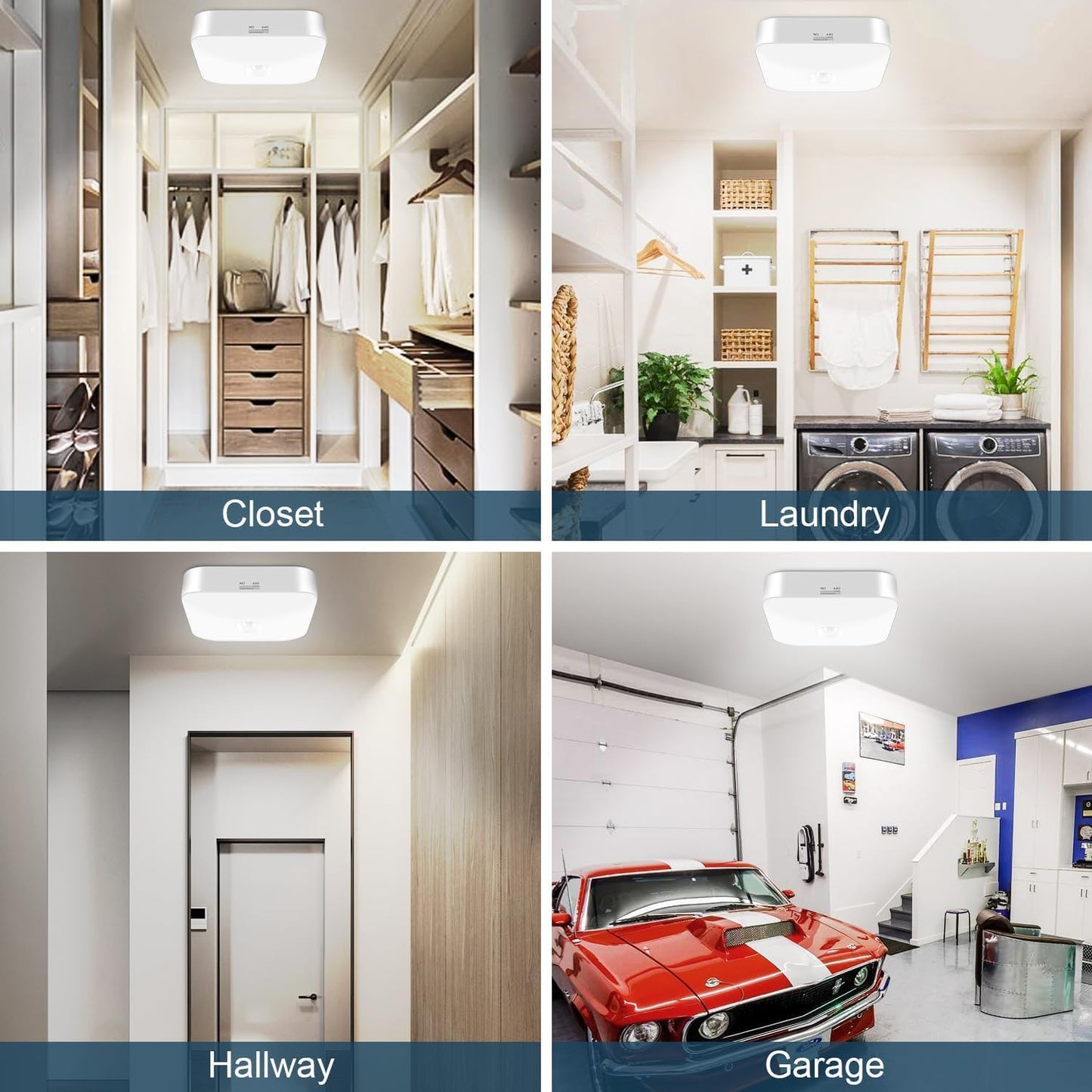 Rechargeable Motion Sensor Closet Light, 500LM Wireless Ceiling Light 2Pack | 5000K Cool White, Battery Operated