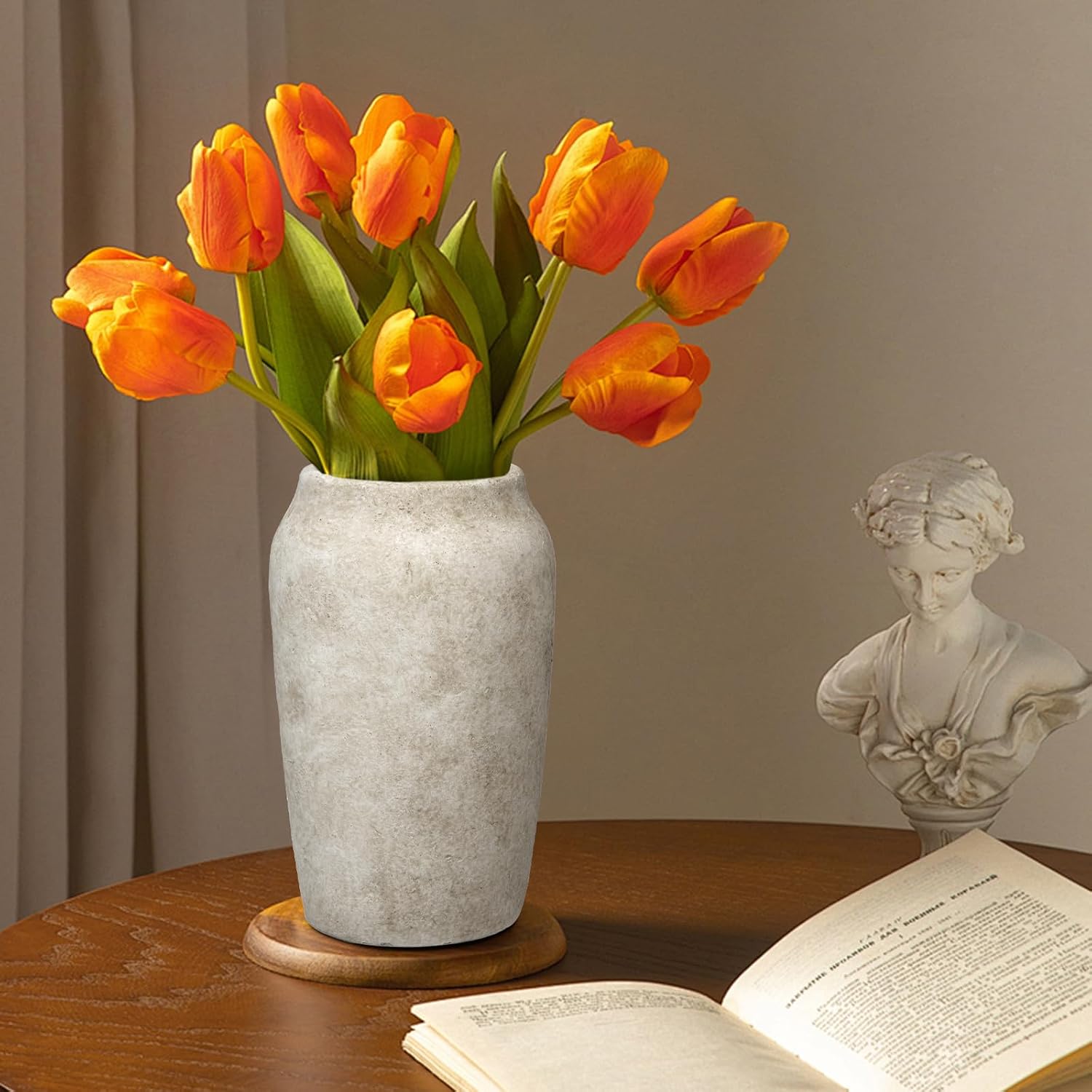 Rustic Vintage Ceramic Vase / 9.06'' Beige