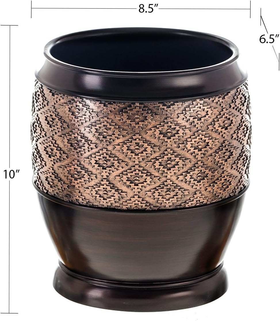 Creative Scents Dublin Brown Small Bathroom Trash Can with Lid - 1.3 Gal / 4.8L Decorative Oval Waste Basket - Durable
