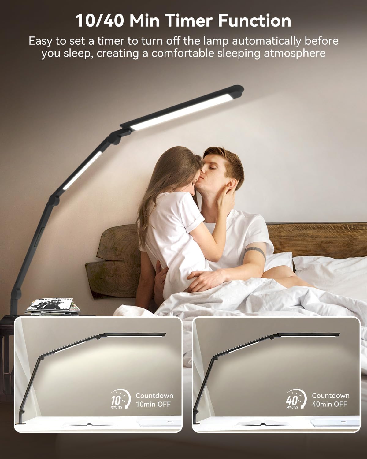 LED Desk Lamp with Clamp, Architect Desk Lamp with Remote, Flexible Swing Arm Desk Light with Dual LED Light, Stepless