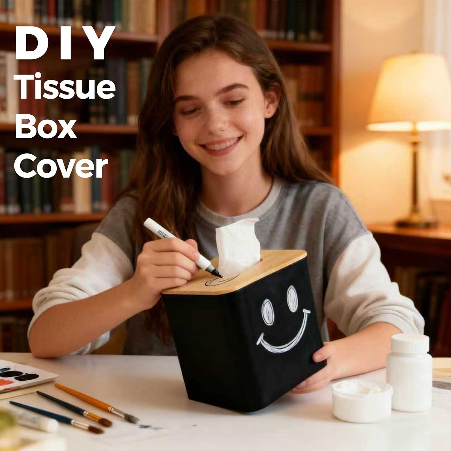 Tissue Box Cover / Black / 5.5" Square