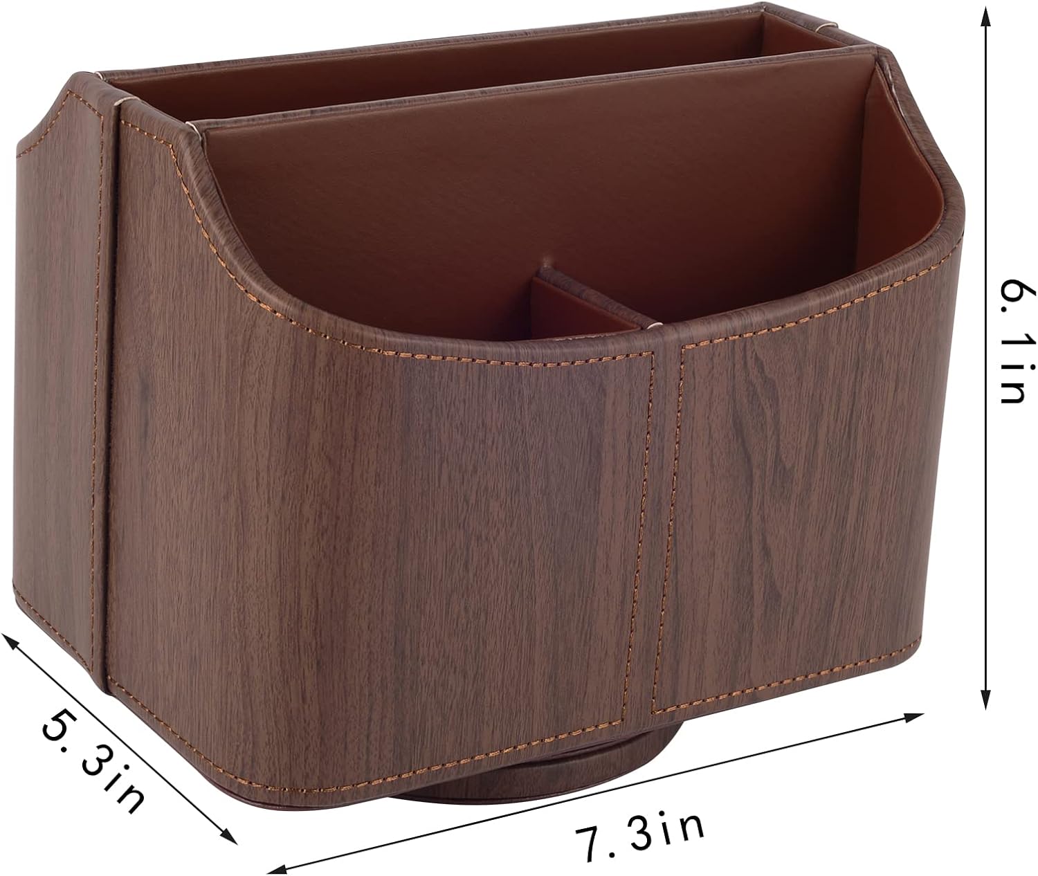360 Degree Swiveling TV Remote Control Holder/Caddy / Dark Wood Grain / Brown