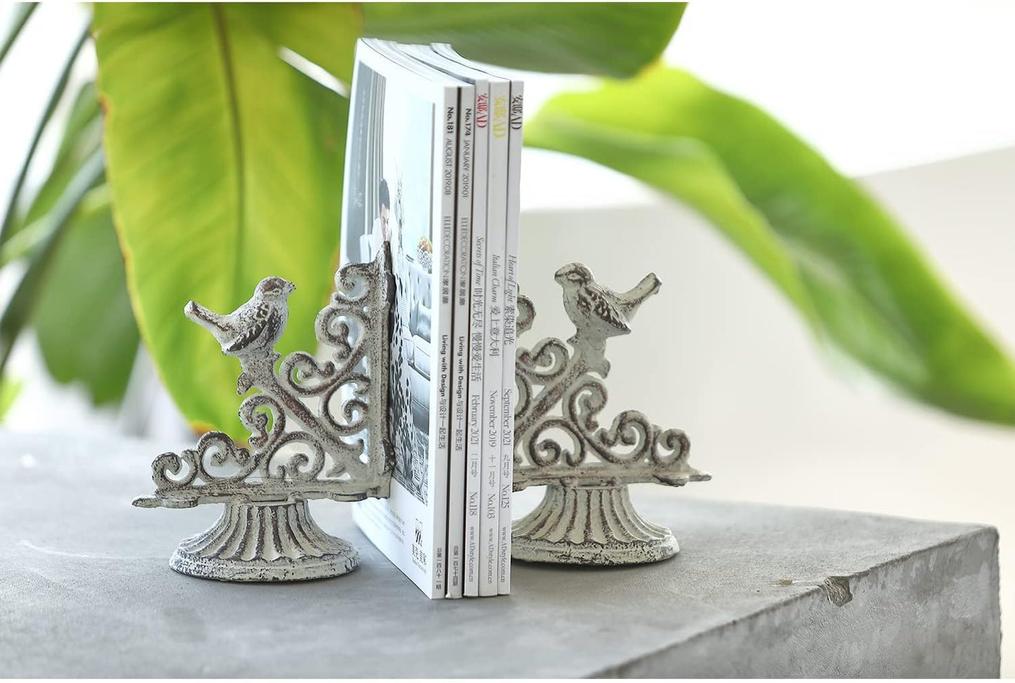 Farmhouse Decorative Bookends / Antique White