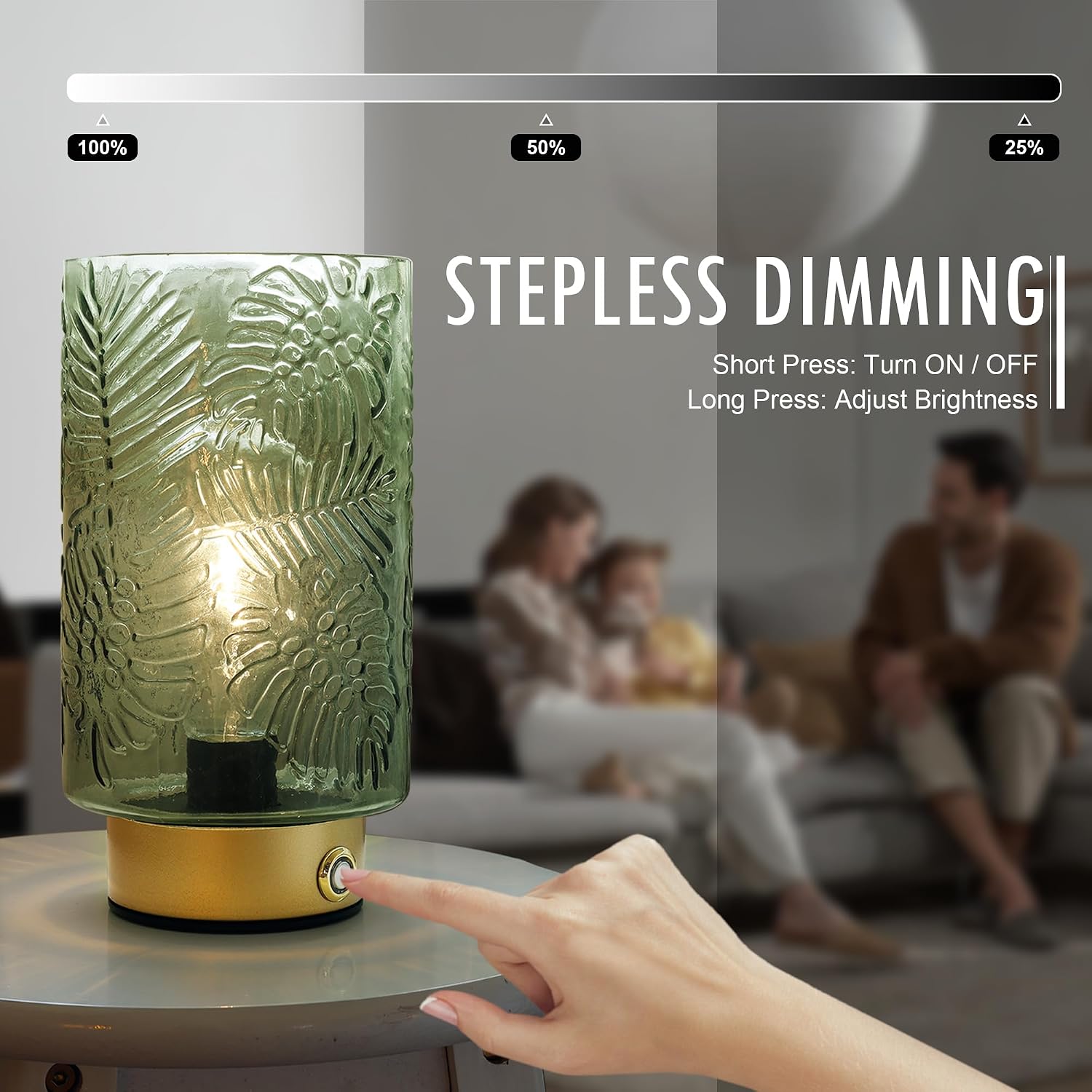 ULAROOM Cordless Lamp Rechargeable Battery Operated lamp, Glass Table Lamp Remote Control - Dimmable Brightness Touch
