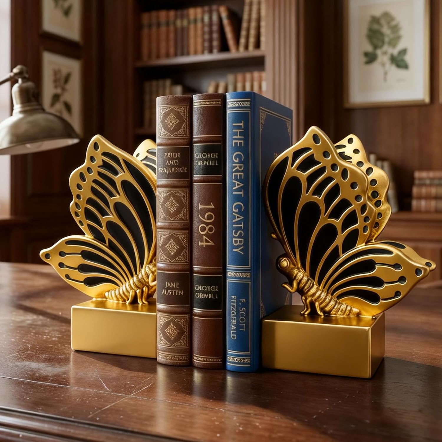 Vintage Butterfly Bookends / Gold