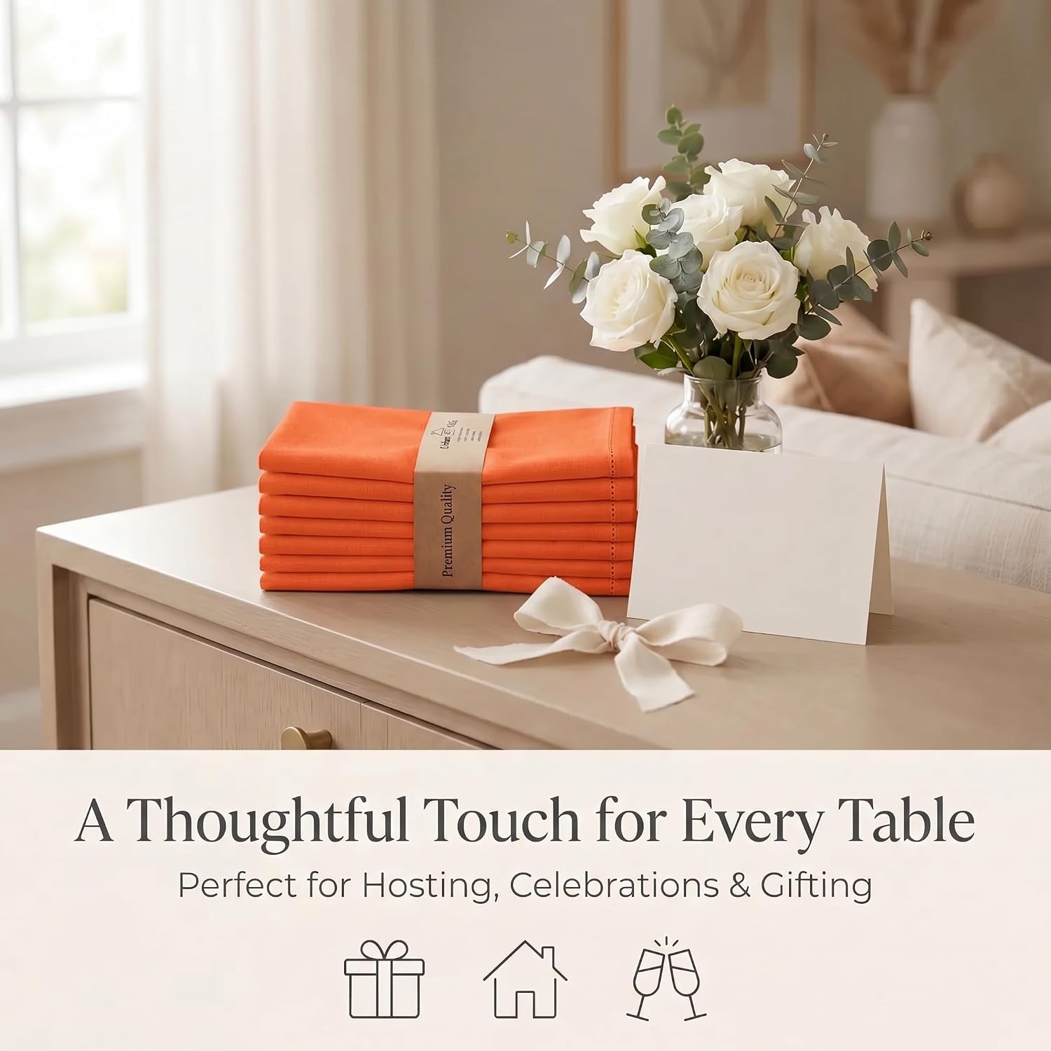 Urban Villa Cloth Napkins Cotton 20x20 (Set of 12) Orange