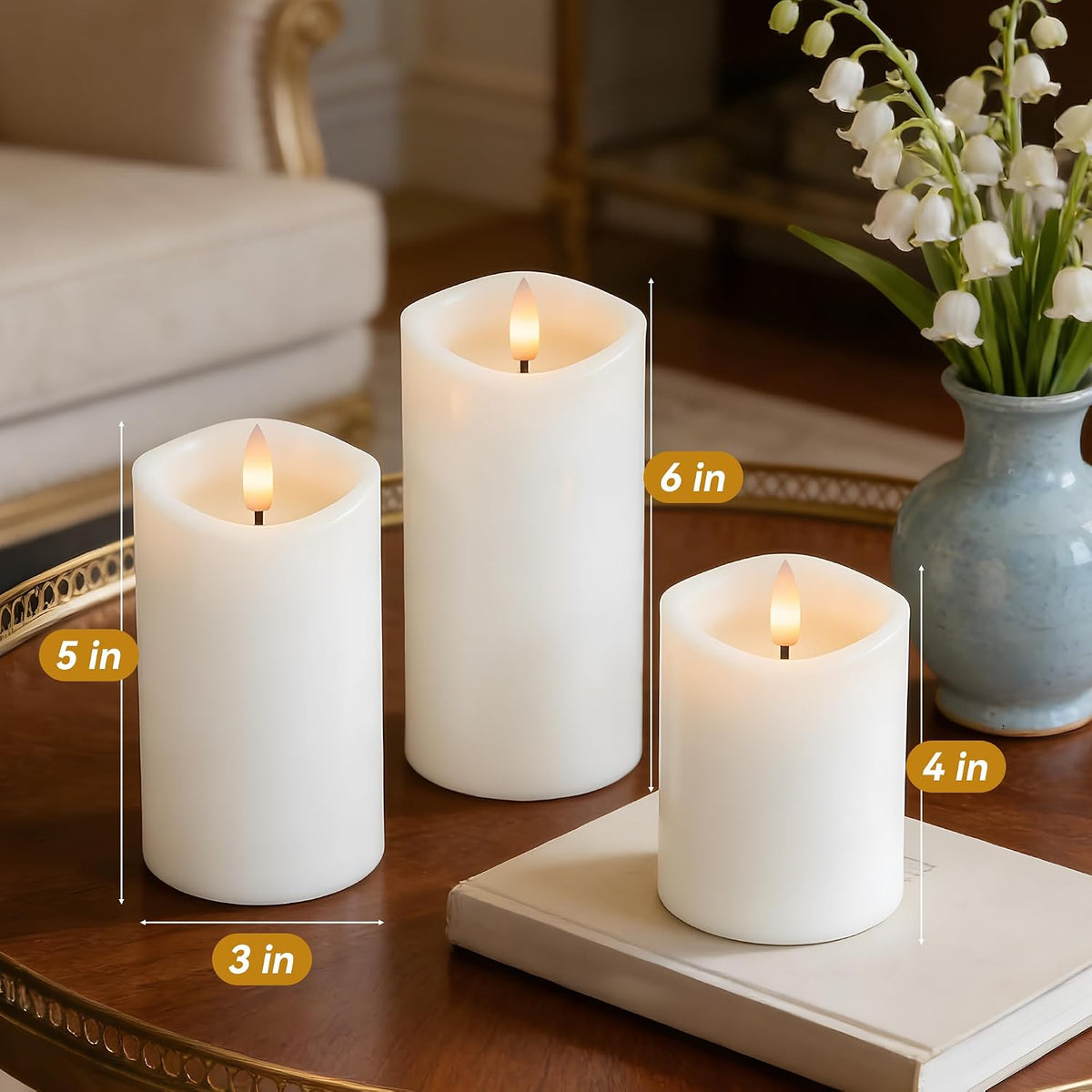 Rechargeable Flickering Flameless Candles Melted Edge Battery Operated with Remote and Timer, Real Wax LED USB Type-C