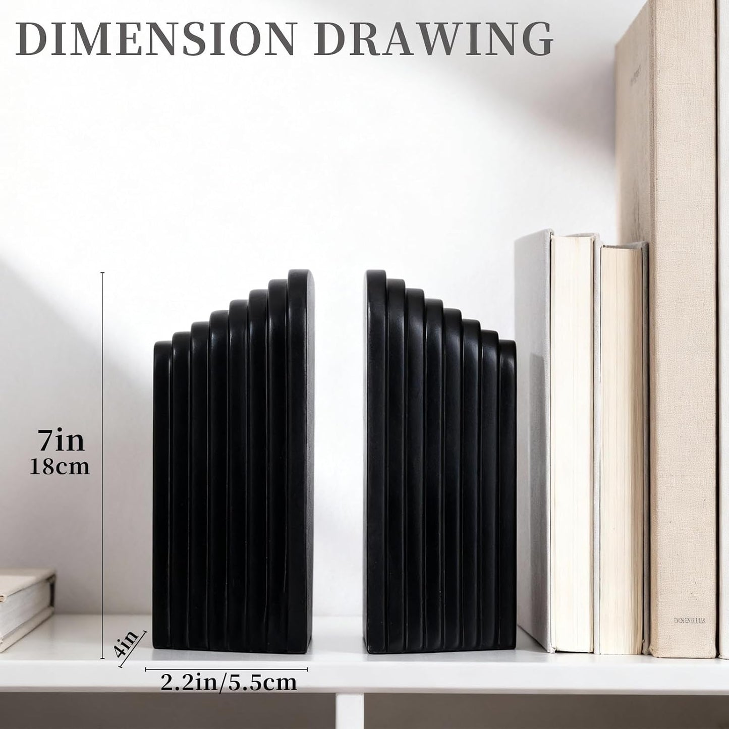 Modern Matte Decorative Book Ends / Black