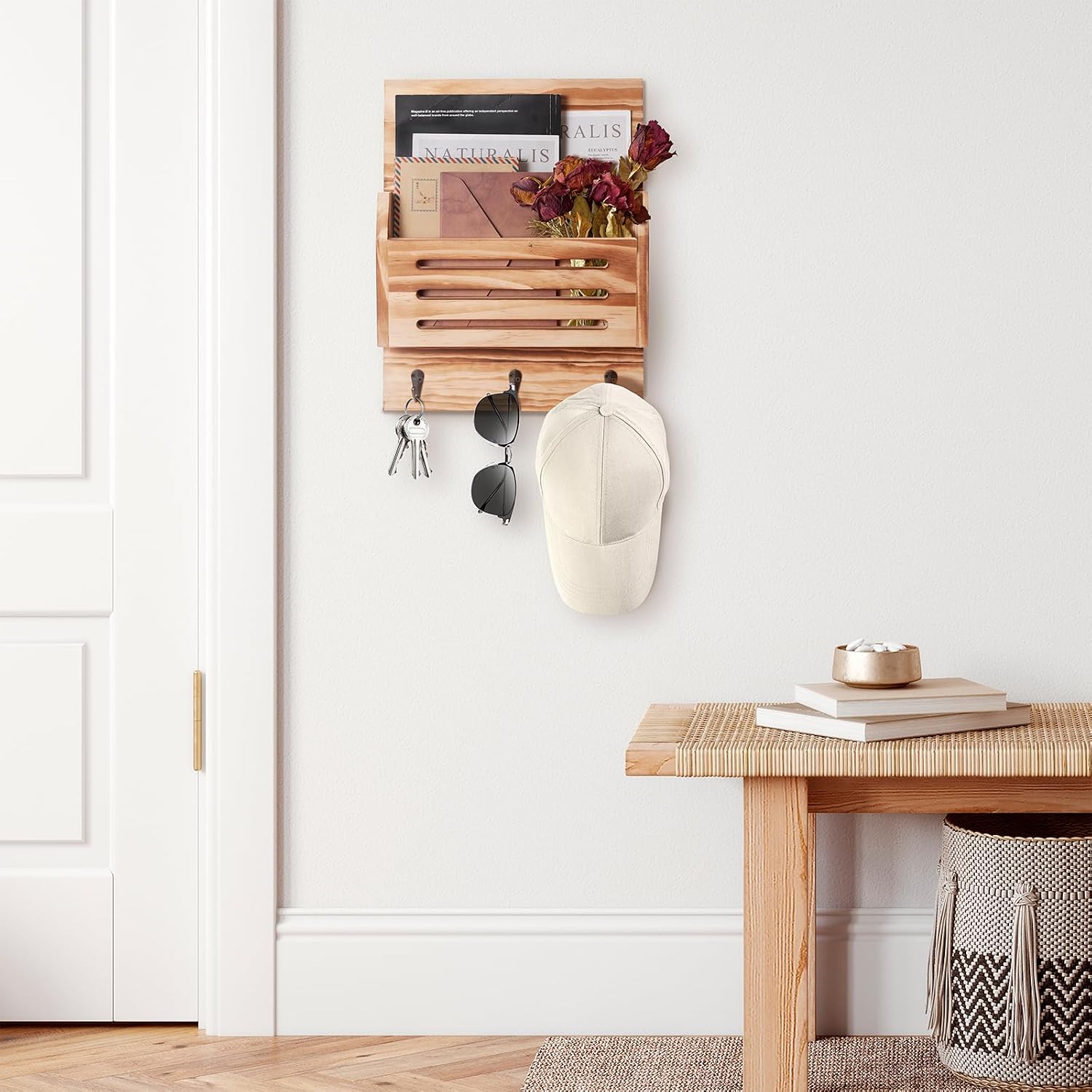 2-Slot Wooden Mail Organizer / Brown