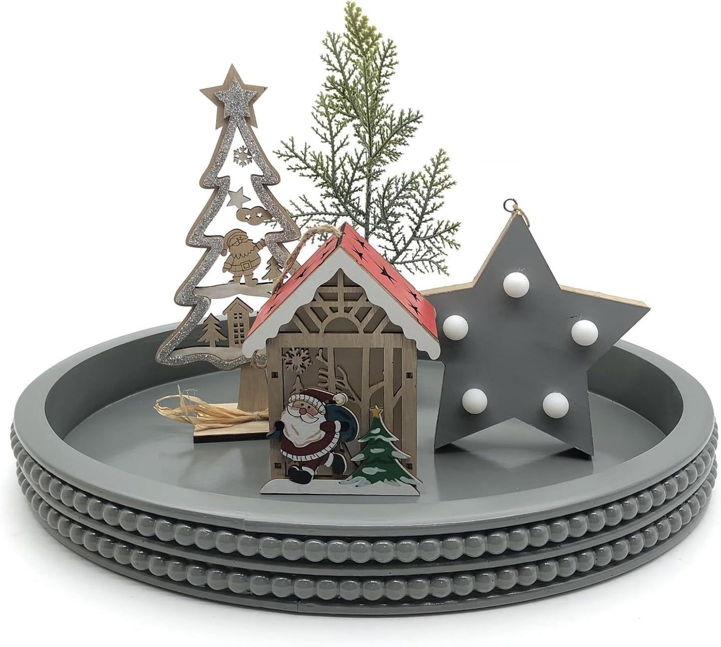 Oval Wooden Tray / Gray