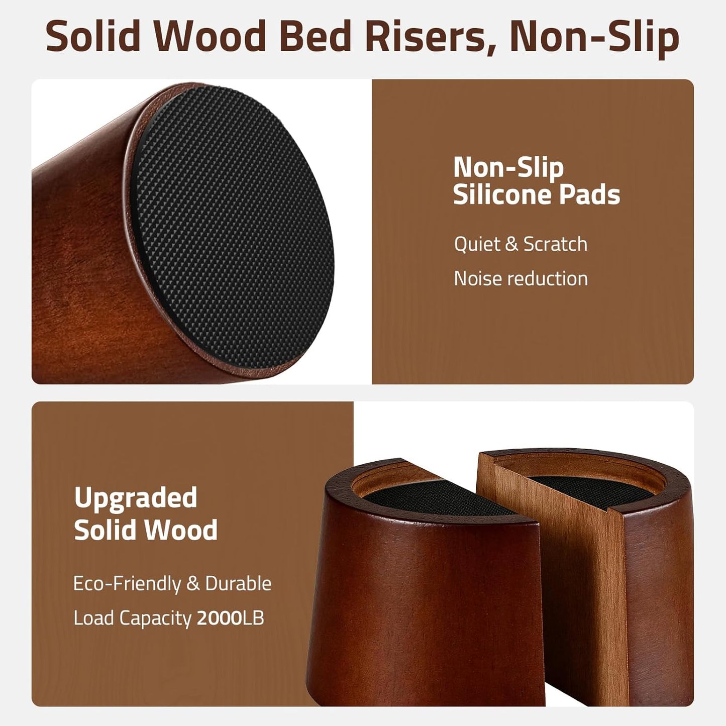 Wooden Circle Heavy Duty Furniture Height Extenders Lifts / 2 Inch / Wood
