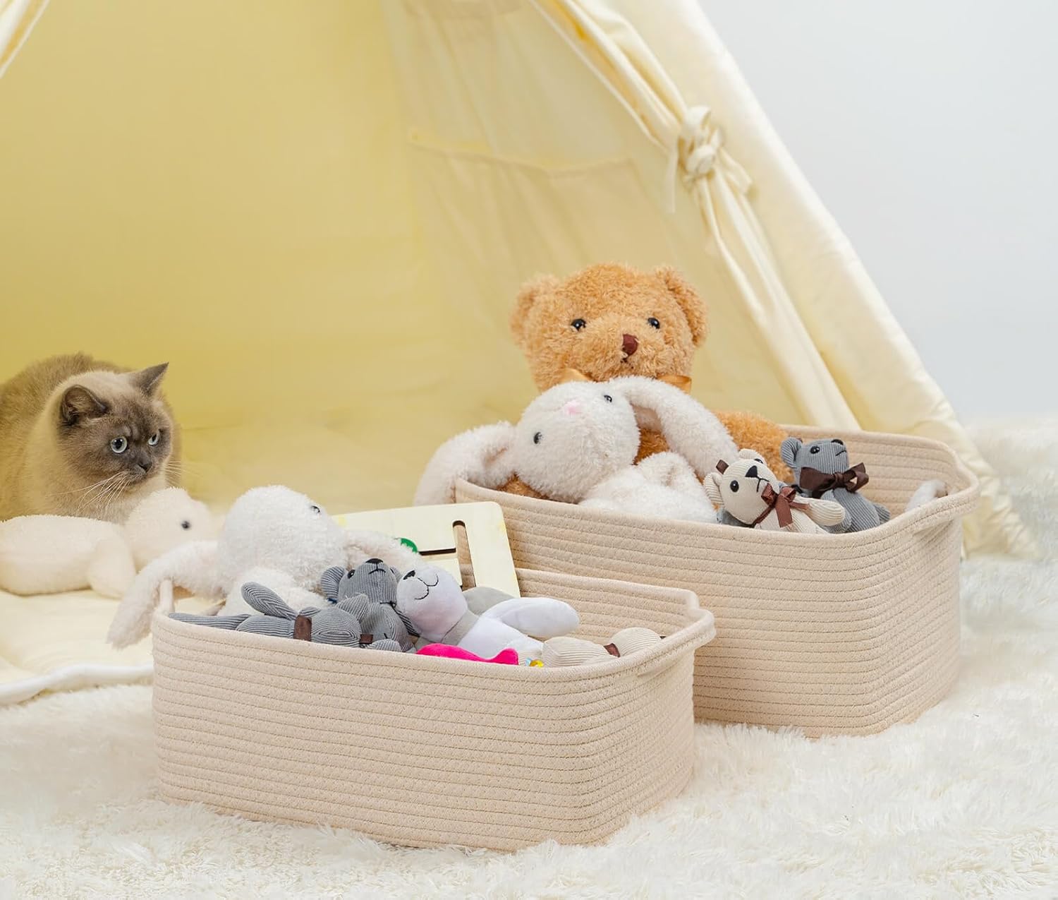 Nursery Storage Bin / Beige / 14''x10''x5 / 14 x 10 x 5