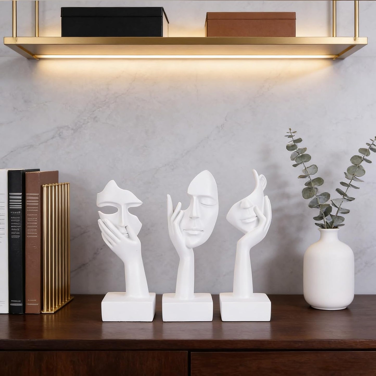 Thinker Large Statue Set / White / Set of 9