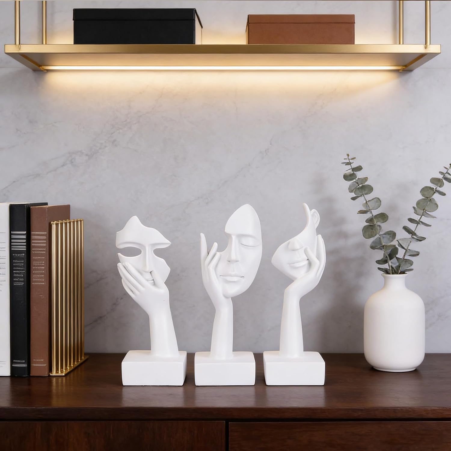 Thinker Large Statue Set / White / Set of 9