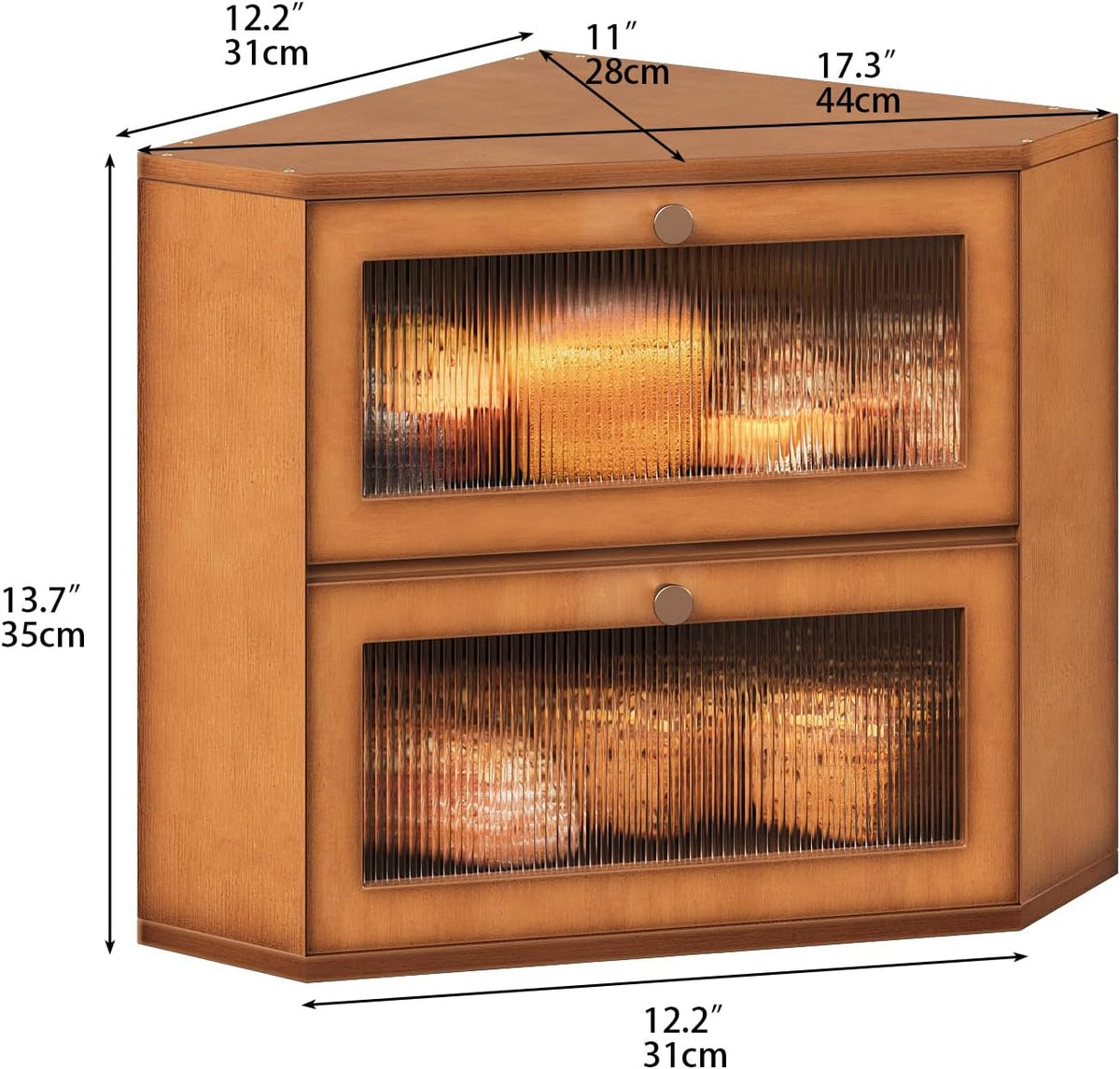 Trironsun Corner Bamboo Bread Box for Kitchen Counter Double Layer Bread Storage Container Large Capacity Bread Storage
