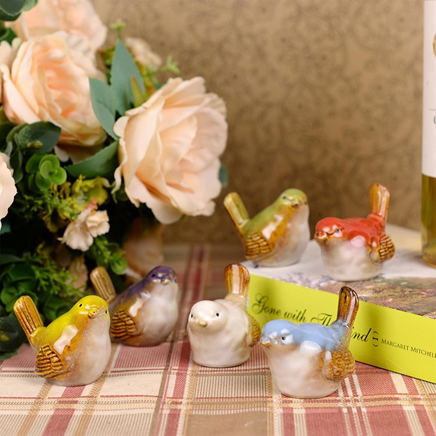 Ceramic Bird Figurines / 2.2 Inch / Set of 6