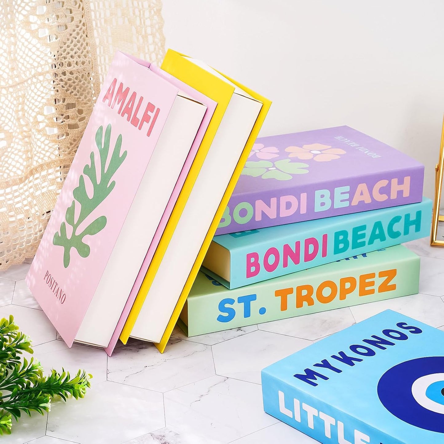 Preppy Decorative Books Foldable Fake Books Bundle Room Decor Aesthetic Coffee Table / Set of 6