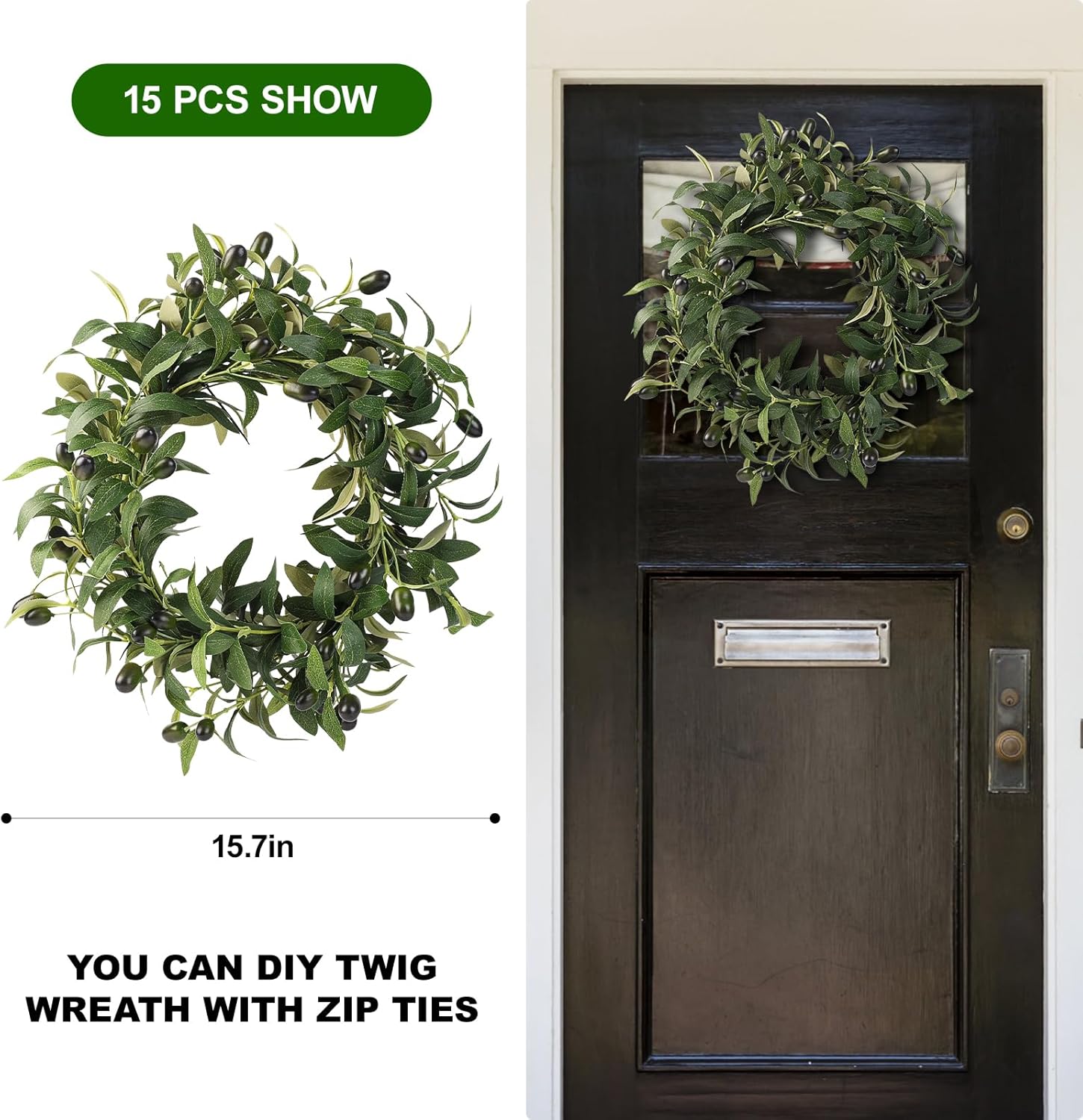 Faux Olive Leaves Stems 10" Tall Artificial Plants Olive Tree Branches for Small / 10in / Set of 50