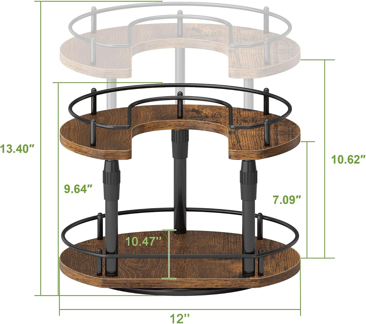 Across-Star Lazy-Susan-Spice-Rack -Organizer For Cabinet With Adjustable Height, 12 inch Rotating Seasoning Holder