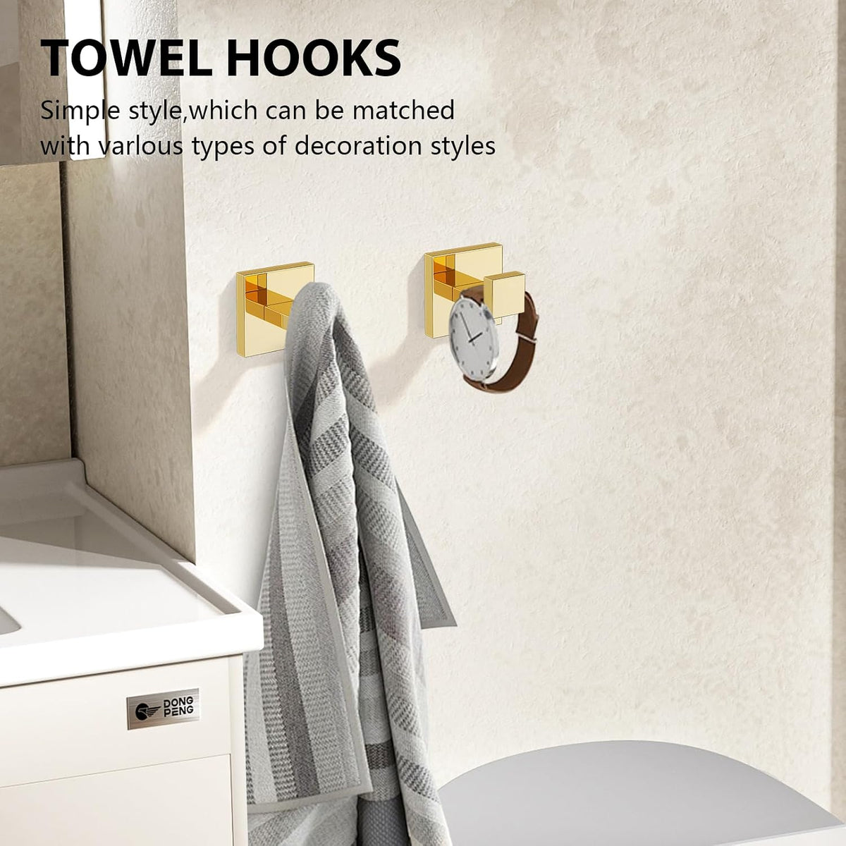 YACVCL 5-Piece Bathroom Hardware Accessories Set 23.6 inch Towel Bar Set Modern Towel Rack Set Stainless Steel Wall