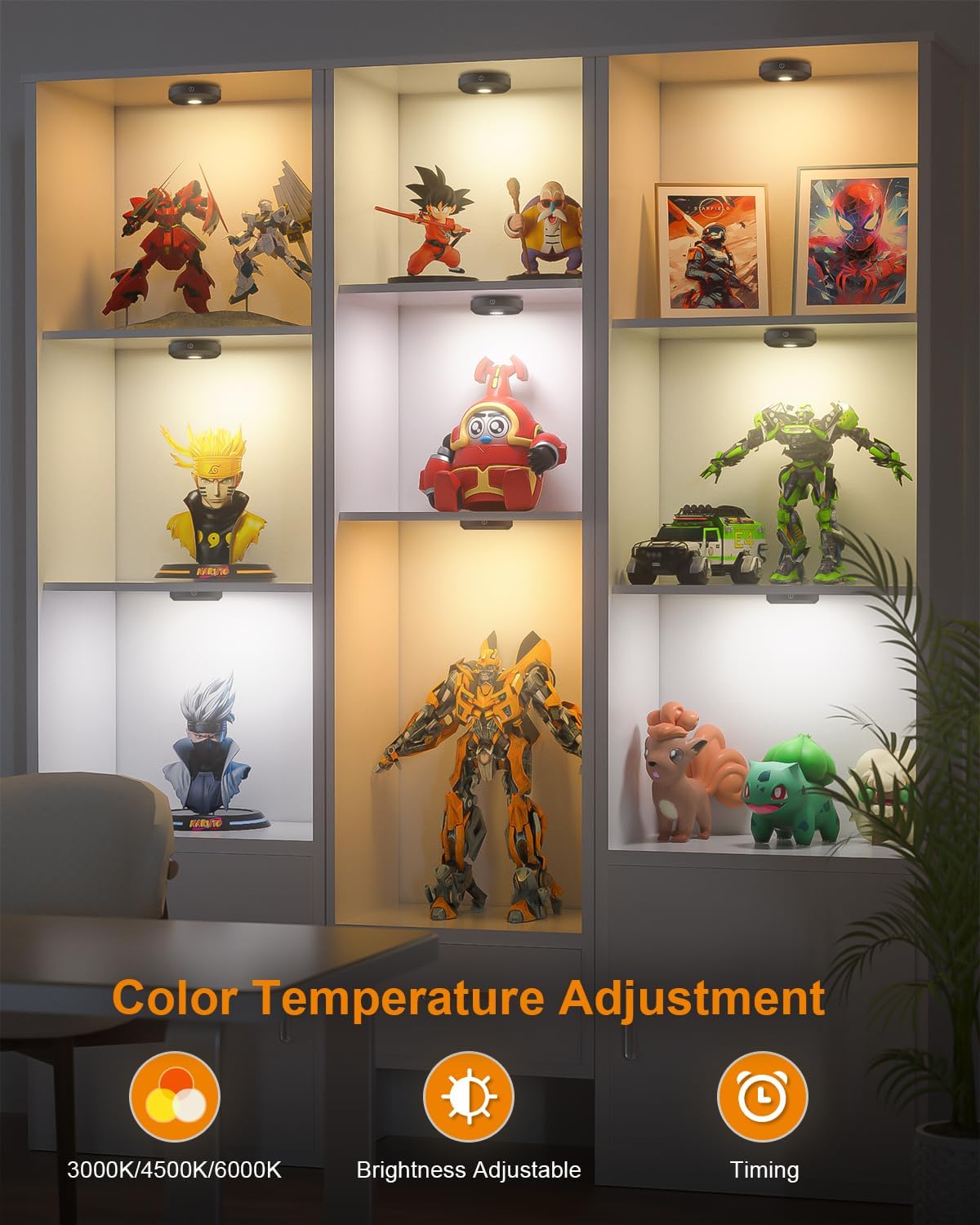 WILLED Under Cabinet Lighting Wireless,Rechargeable Puck Lights with Remote Control,Battery Tap Light Stick On,3 Colors
