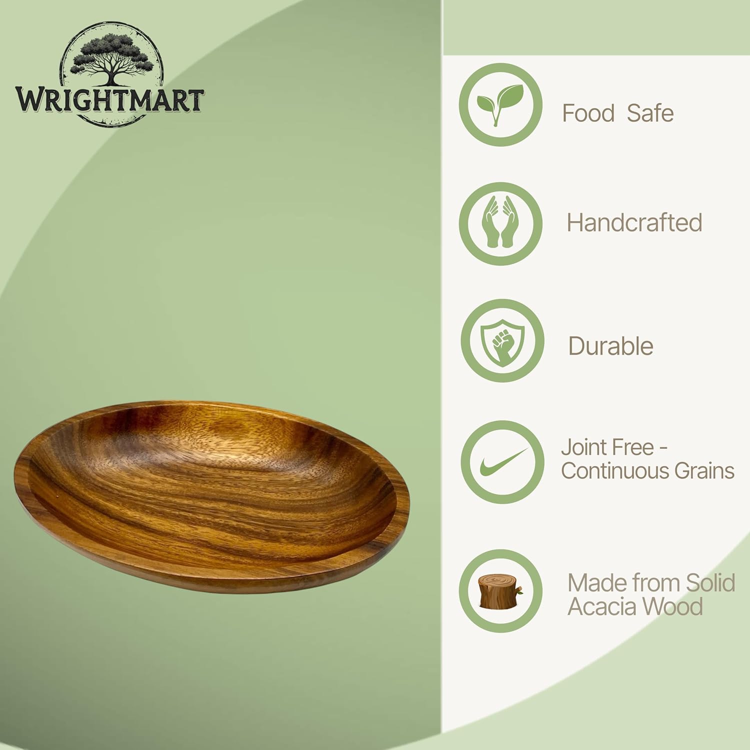 Acacia Wood Oval Bowl