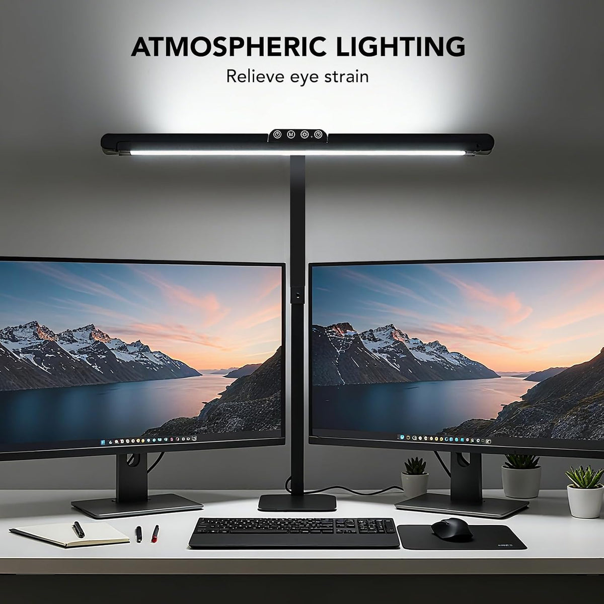 LED Desk Lamp for Home Office with Base, 28.2" Adjustable Gooseneck Swing Arm Ultra Bright Desk Light, Dimmable