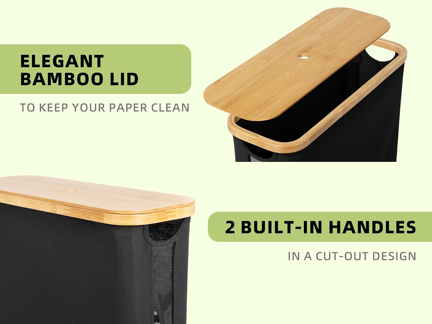 StorageWorks Toilet Paper Storage Basket, Papers Container with Bamboo Lid, Medium Toilets Holder for Up to 9 Mega