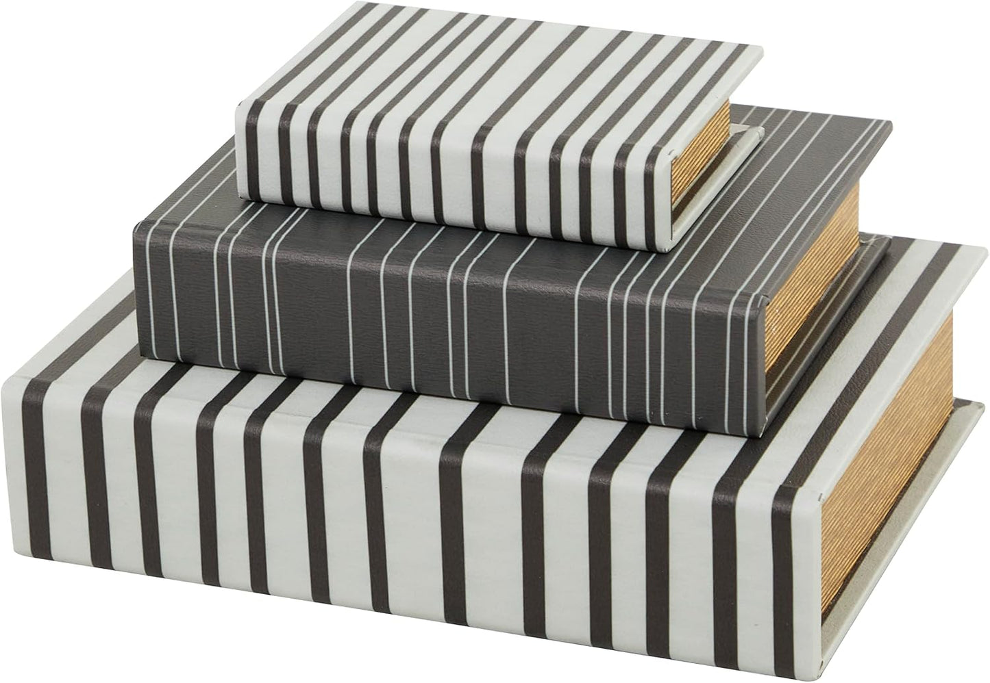 Faux Leather Decorative Box Faux Storage Book Book Shaped Boxes / White / 12", 9", 6"H / Set of 3