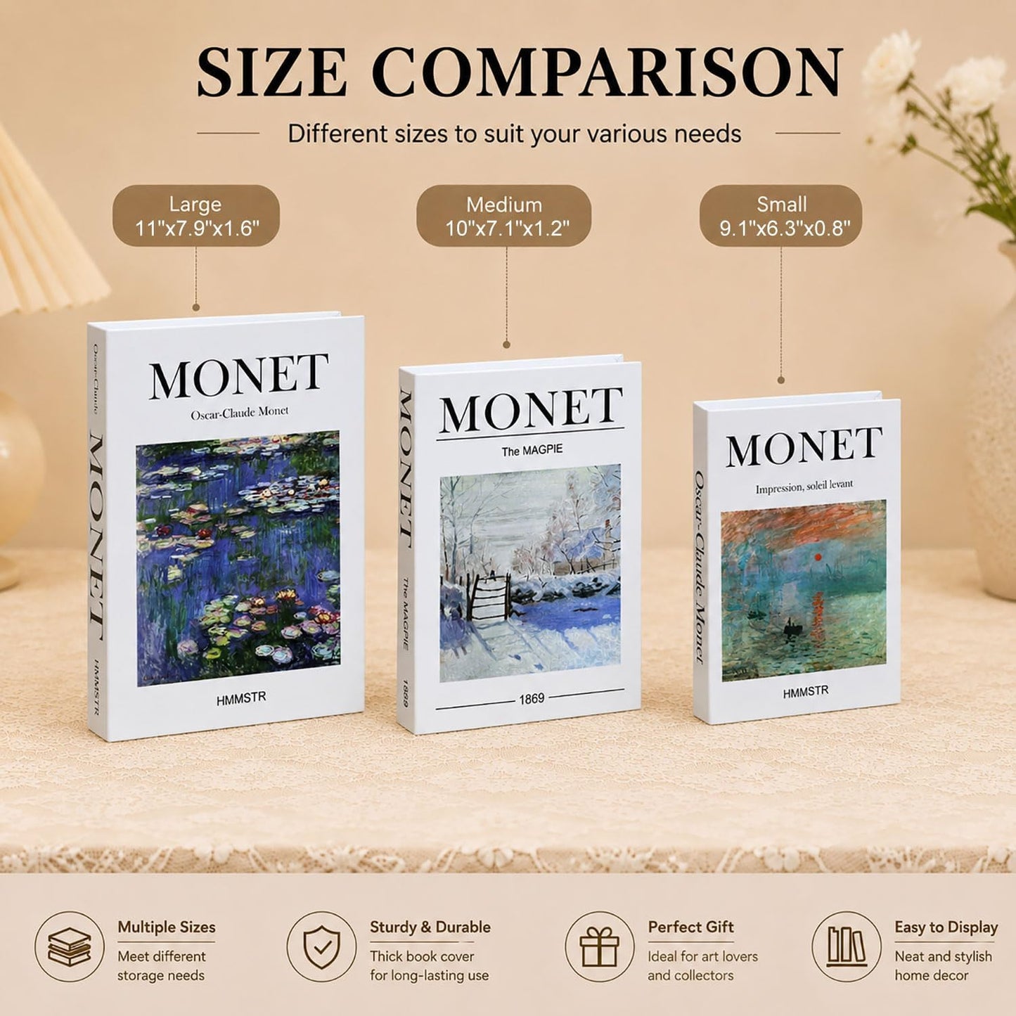 Artistic Faux Book Storage Box / MN-001 / Set of 3