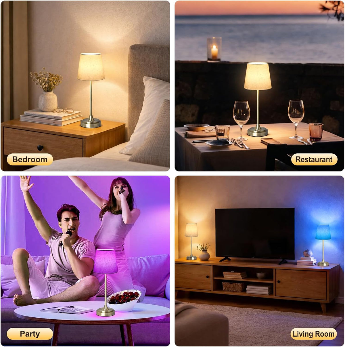 Wowag Cordless Table Lamp Rechargeable,5000mAh Battery Operated Desk Lamp,3 Colors & 7 RGB Stepless Dimmable,Touch