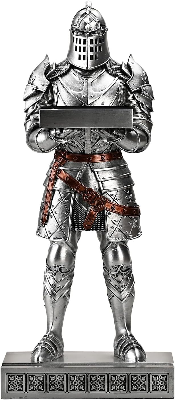 King's Guard Headphone Stand Watch Stand Jewelry Holder Tray Tower Silver | 12.20 Inch Resin Warrior Pen Holder Cell