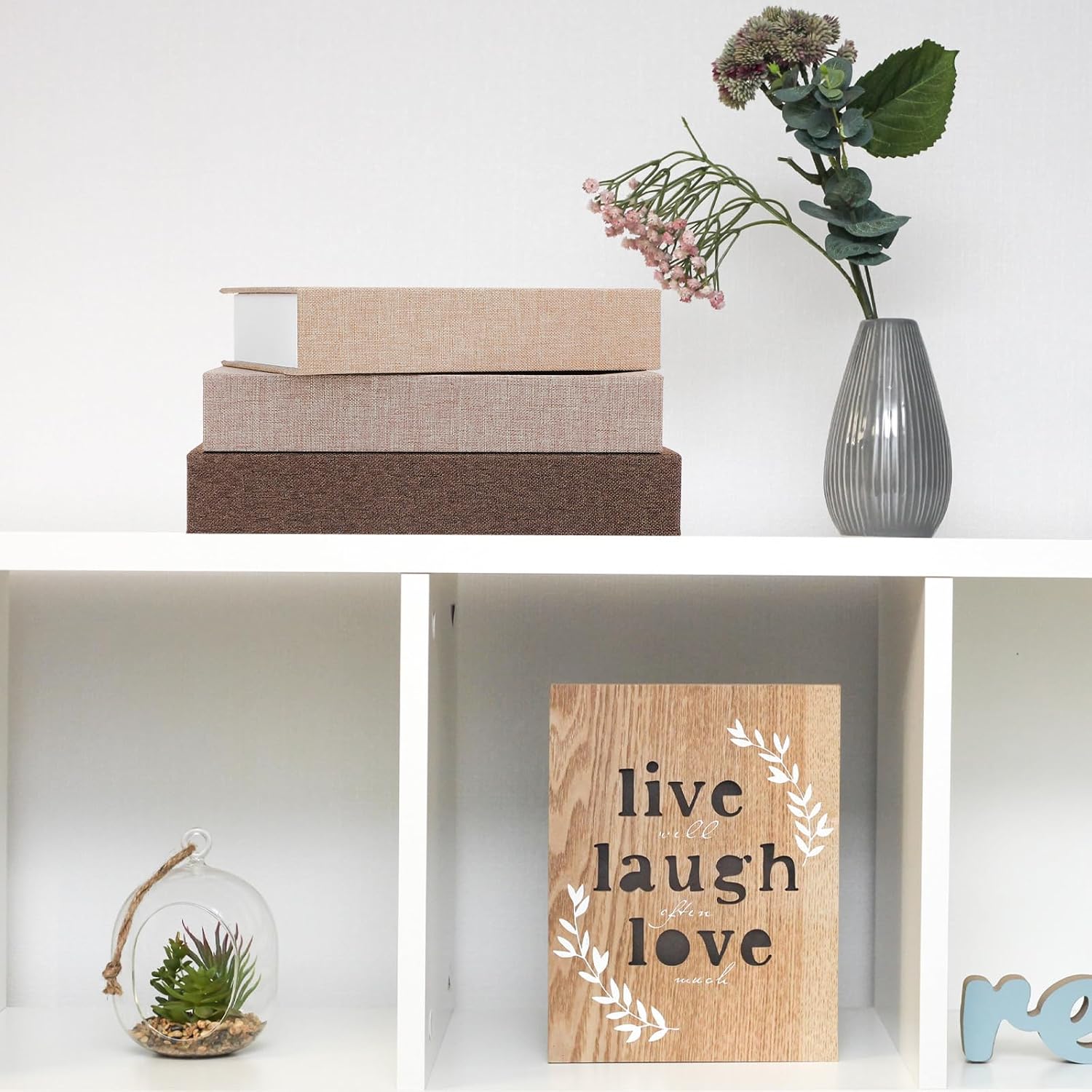 Fake Book Box Neutral Linen Book Box / Multi Sizes / Khaki, Dark Coffee, Light Coffee / Set of 3