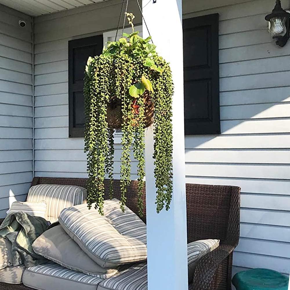 Artificial Fake String of Pearls Plant Faux Fake Hanging Succulents Plants / Green / Set of 6