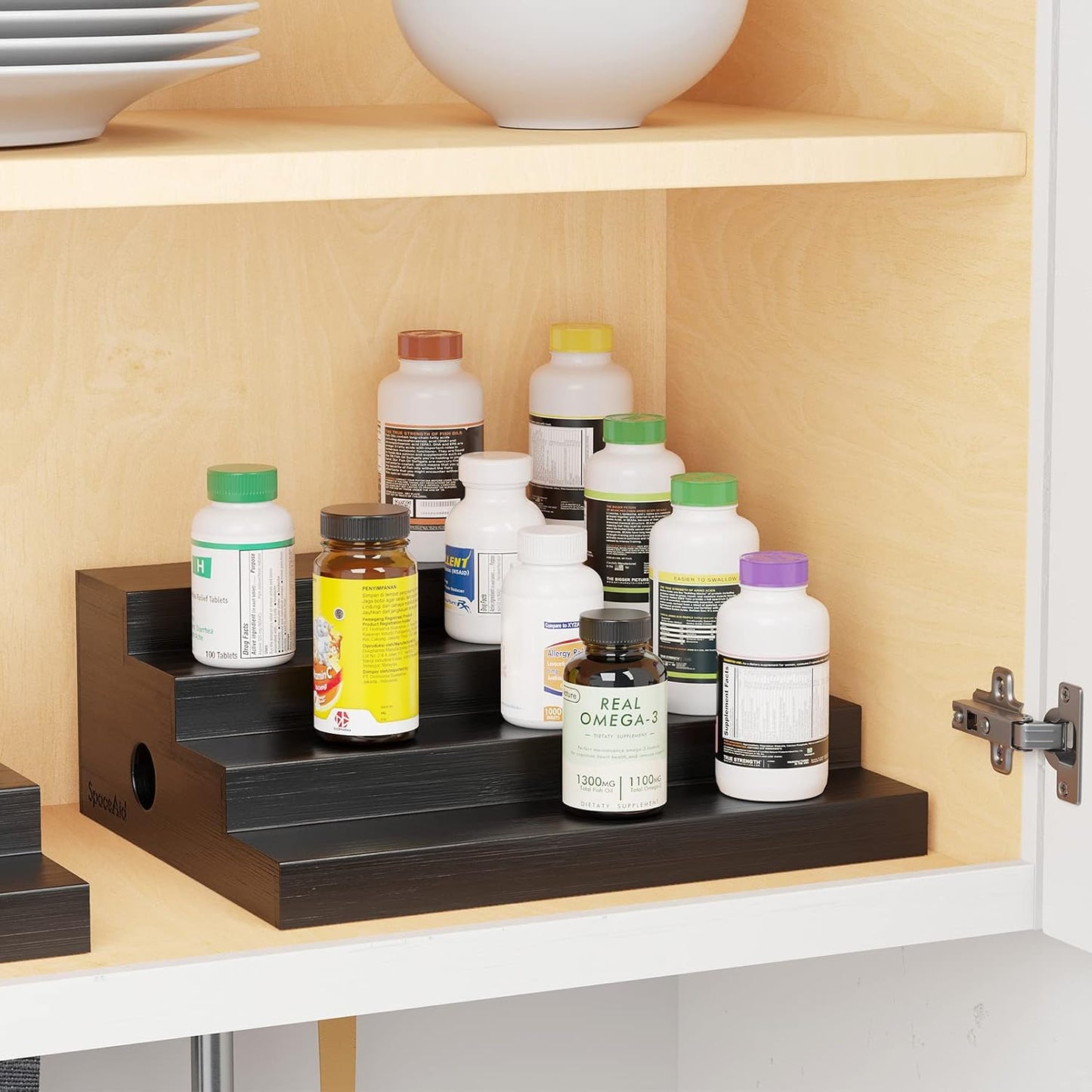 SpaceAid Bamboo Spice Rack Organizer for Cabinet, Kitchen Pantry Spices Storage Rack for Cabinets Organization, Home